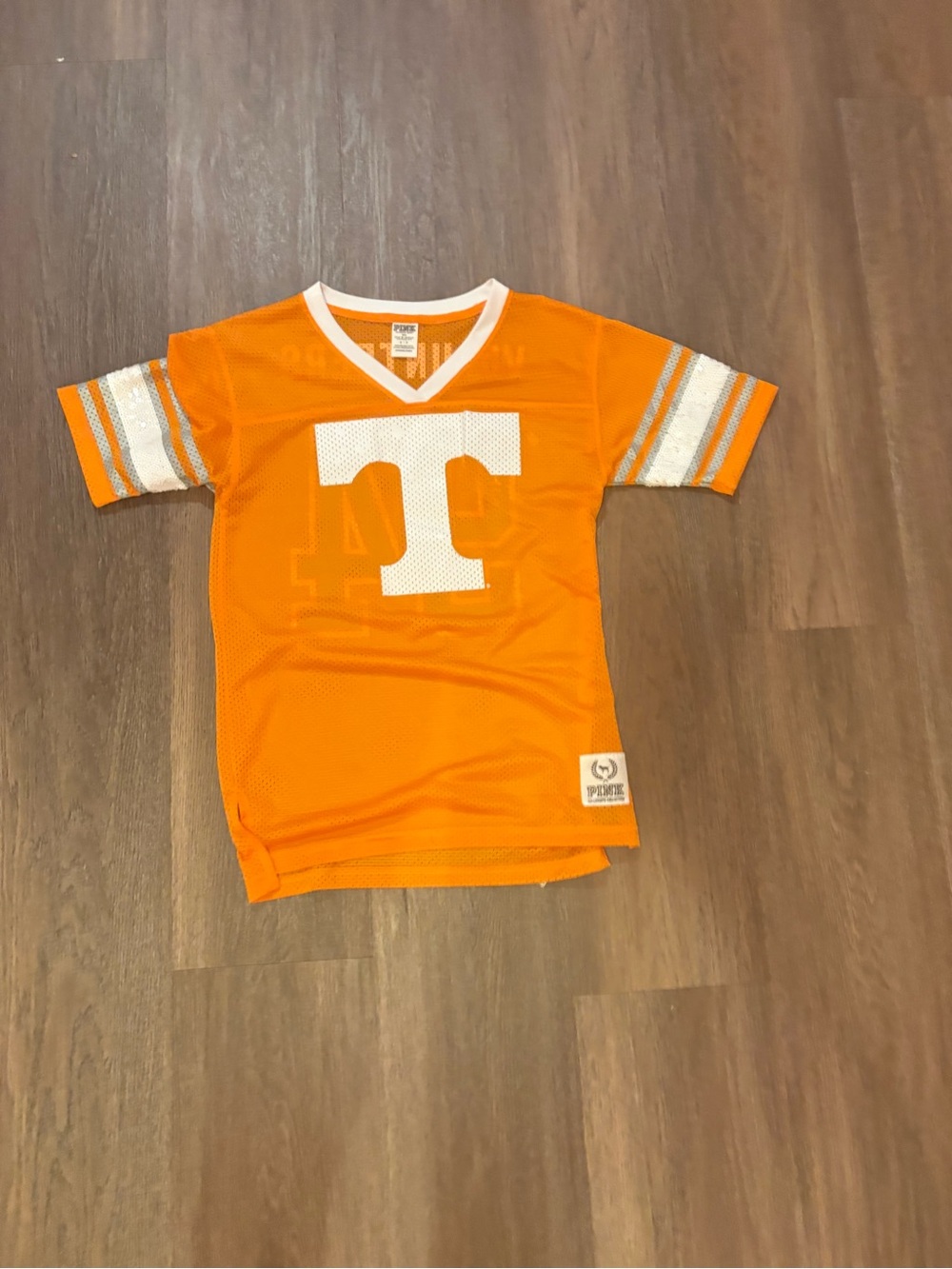 Unbranded Kids Orange Mesh Sports Tee with White 'T'